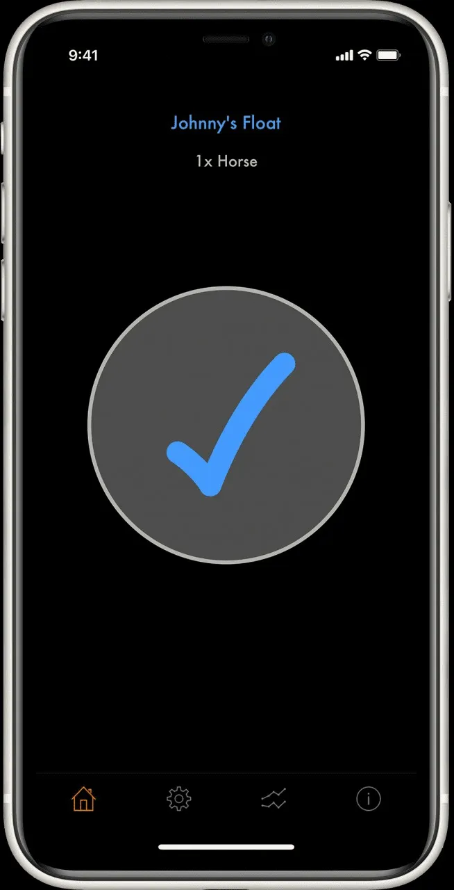 The Elecbrakes App showing a blue tick to confirm the brake controller is connected