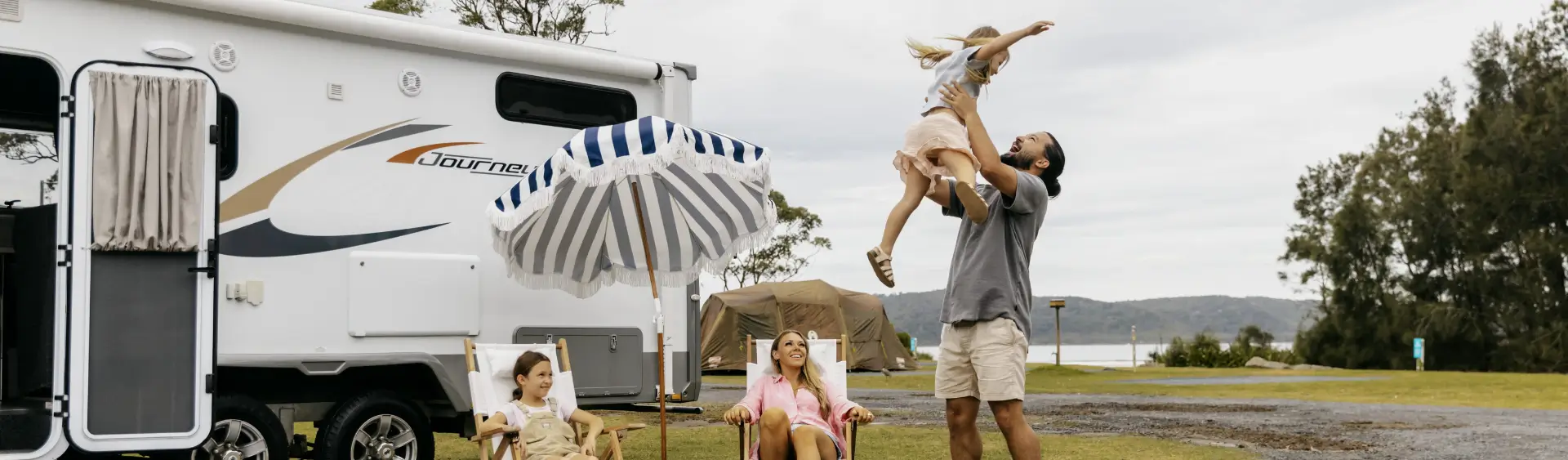 Family enjoying a camping trip in Australia