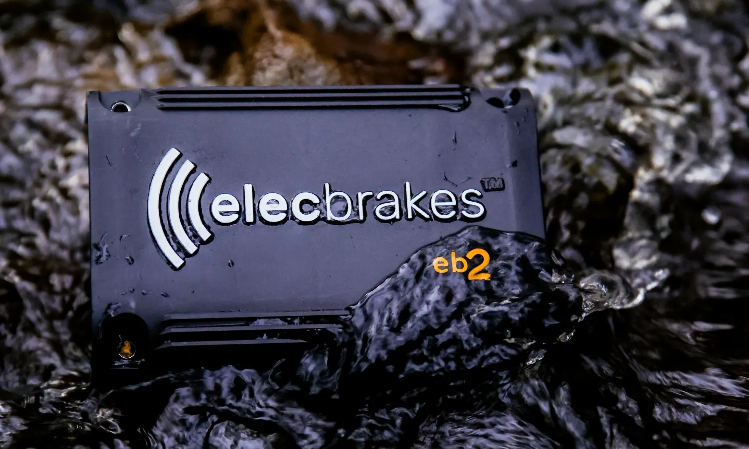 Close-up of Elecbrakes electric trailer brake controller in water
