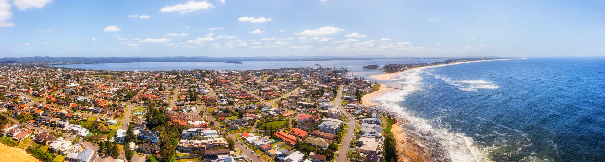Aerial view of the coastline at The Entrance on the New South Wales Central Coast